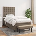 vidaXL Sommier à lattes de lit avec matelas Taupe 90x190 cm Tissu