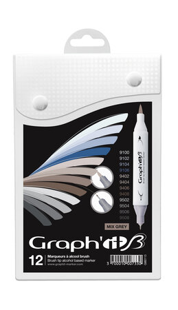 Set de 12 Marqueurs Graph'it Brush Mix greys