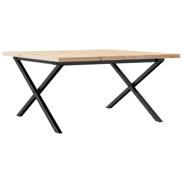 vidaXL Table basse cadre en X 80x80x45 5cm bois de pin massif et acier