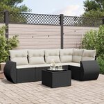 vidaXL Salon de jardin 6 Pièces avec coussins noir résine tressée