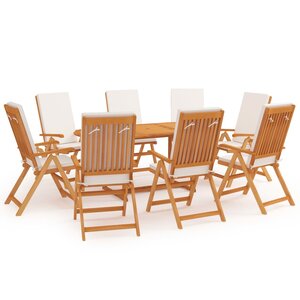 vidaXL Ensemble à manger de jardin 9 Pièces coussins Bois de teck massif