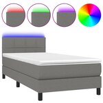 vidaXL Sommier à lattes de lit avec matelas et LED Gris foncé 90x200cm