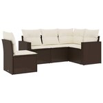 vidaXL Salon de jardin avec coussins 5 Pièces marron résine tressée