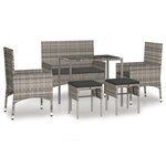 vidaXL Salon de jardin 6 Pièces avec coussins Gris Résine tressée