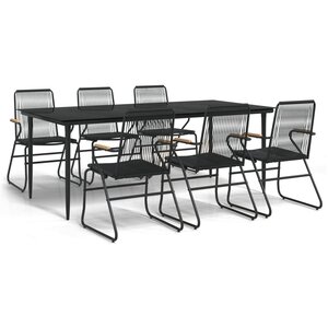 vidaXL Ensemble à manger de jardin 7 Pièces Noir Rotin PVC