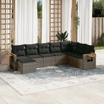 vidaXL Salon de jardin 8 Pièces avec coussins gris résine tressée
