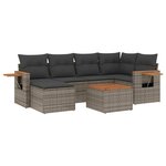 vidaXL Salon de jardin avec coussins 7 Pièces gris résine tressée