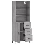 vidaXL Buffet haut Sonoma gris 69 5x34x180 cm Bois d'ingénierie