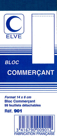 Bloc COMMERCANT 60 x 140 mm 100 Feuillets Lot de 10 ELVE