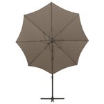 vidaXL Parasol déporté avec mât et lumières LED Taupe 300 cm