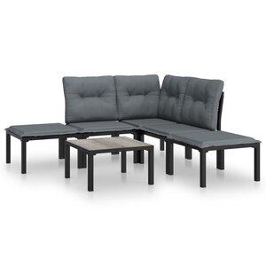 vidaXL Salon de jardin 6 Pièces noir et gris résine tressée