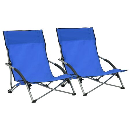 vidaXL Chaises de plage pliables 2 Pièces Bleu Tissu