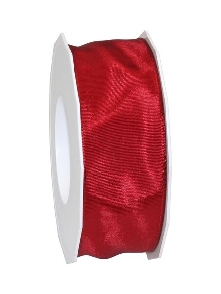 Ruban de soie acetat laitonné lyon 25-m-rouleau 40 mm rouge feu