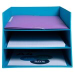 Corbeille À Courrier Combo 3 Niveaux Carton Teksto - Turquoise - X 4 - Exacompta