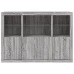 vidaXL Buffets avec lumières LED 3 Pièces sonoma gris bois d'ingénierie