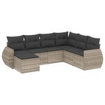 vidaXL Salon de jardin avec coussins 7 Pièces gris clair résine tressée