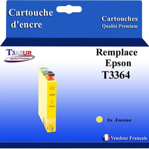T3AZUR - Cartouche Compatible avec Epson T3364 (33XL) remplace Epson XP530 XP540 XP540 XP630 XP635 XP640 XP645 XP7100 XP830 XP900 - Jaune