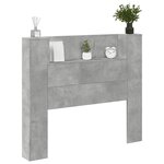 vidaXL Armoire tête de lit avec LED gris béton 120x16 5x103 5 cm