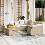 vidaXL Salon de jardin avec coussins 10 Pièces beige résine tressée