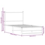 vidaXL Cadre de lit en métal sans matelas chêne fumé 75x190 cm