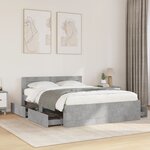 vidaXL Cadre de lit avec tête de lit gris béton 140x190 cm