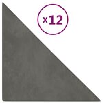 vidaXL Panneaux muraux 12 Pièces Gris foncé 30x30 cm Velours 0 54 m²
