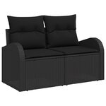 vidaXL Ensemble de Canapés de Jardin 7 Pièces Coussins Noir Rotin Synthétique Acier