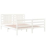 vidaXL Cadre de lit Blanc Bois de pin massif 135x190 cm Double