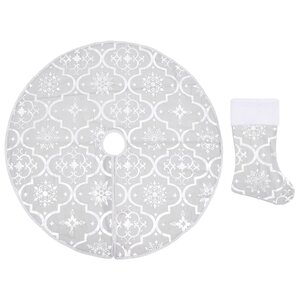 vidaXL Jupe de sapin de Noël de luxe avec chaussette Blanc 122cm Tissu