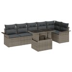 Canapés de Jardin vidaXL 7 pièces avec Coussins Gris Rattan