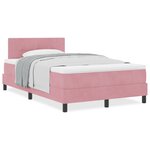 Lit à sommier box avec matelas rose en velours petit double