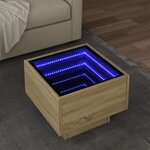 vidaXL Table d'appoint et LED chêne sonoma 40x40x30 cm bois ingénierie