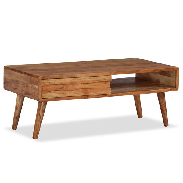 vidaXL Table basse Bois massif avec tiroir sculpté 100x50x40 cm