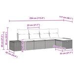vidaXL Ensemble de canapé de jardin 5 pièces avec coussins Gris Clair Rattan