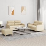 vidaXL Ensemble de canapés 3 Pièces avec coussins Crème Tissu