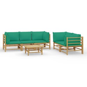 vidaXL Salon de jardin 6 Pièces avec coussins vert bambou