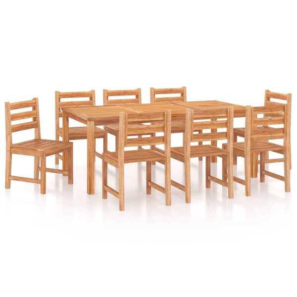 vidaXL Ensemble à manger de jardin 9 Pièces Bois de teck solide