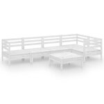 vidaXL Salon de jardin 6 Pièces Bois de pin massif Blanc