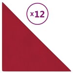 vidaXL Panneaux muraux 12 Pièces Rouge bordeaux 30x30 cm Velours 0 54 m²