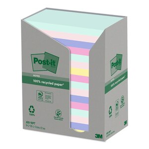 Bloc-note adhésif Recycling 127 x 76 mm 4 couleurs POST-IT