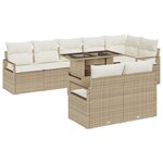 Ensemble de Canapé de Jardin 9 Pièces avec Coussins Beige Poly Rattan