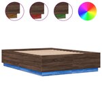 vidaXL Cadre de lit avec lumières LED chêne marron 150x200 cm