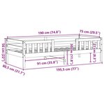 vidaXL Cadre de lit sans matelas blanc 75x190 cm bois de pin massif