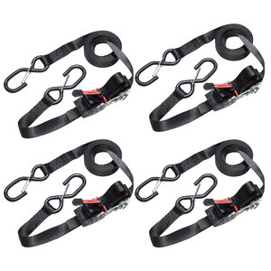 Sangle d'Arrimage avec Crochets et Cliquet Noir 4 25m x 25mm Sangle Pack de 4