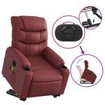 vidaXL Fauteuil inclinable de massage électrique rouge bordeaux