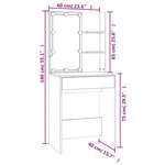 vidaXL Coiffeuse avec LED sonoma gris 60x40x140 cm
