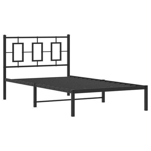 vidaXL Cadre de lit métal avec tête de lit noir 100x190 cm