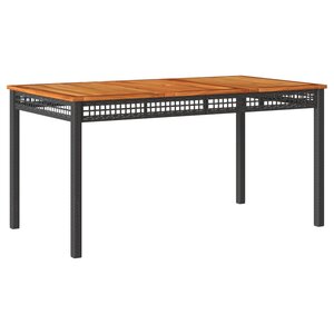 vidaXL Table de jardin noir 140x80x75 cm résine tressée et bois acacia