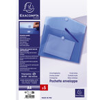 Sachet De 5 Pochettes-enveloppes Polypropylène - A4 - Bleu - X 10 - Exacompta