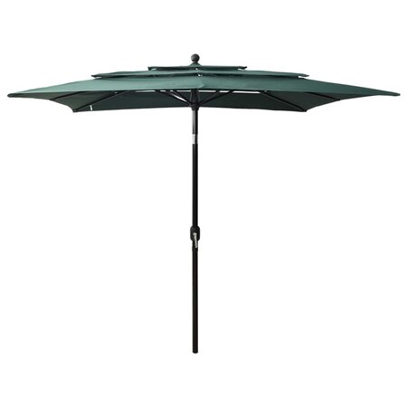 vidaXL Parasol à 3 niveaux avec mât en aluminium Vert 2 5x2 5 m